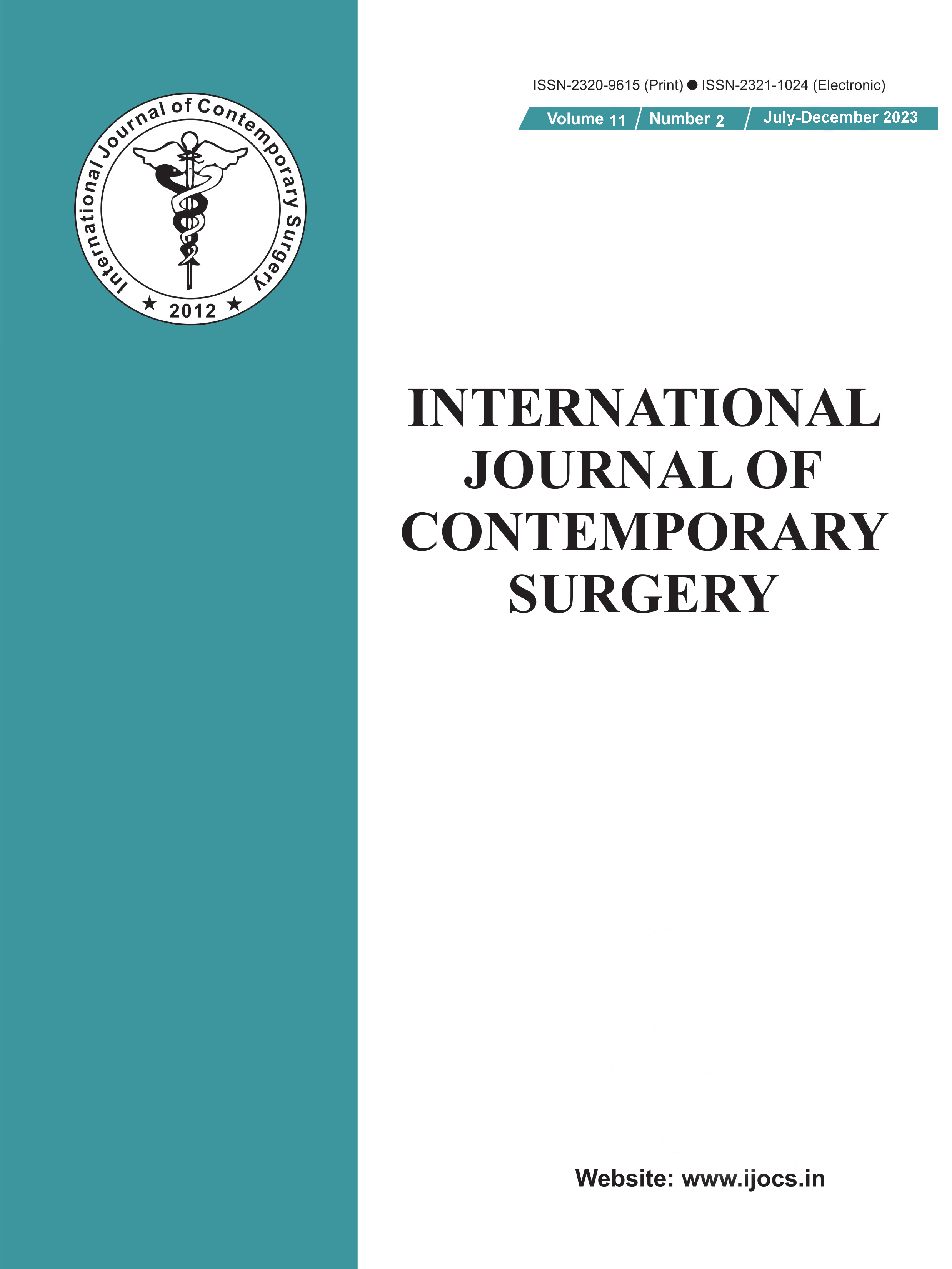 					View Vol. 11 No. 2 (2023): International Journal of Contemporary Surgery / Volume 11 No. 2 July-December 2023
				